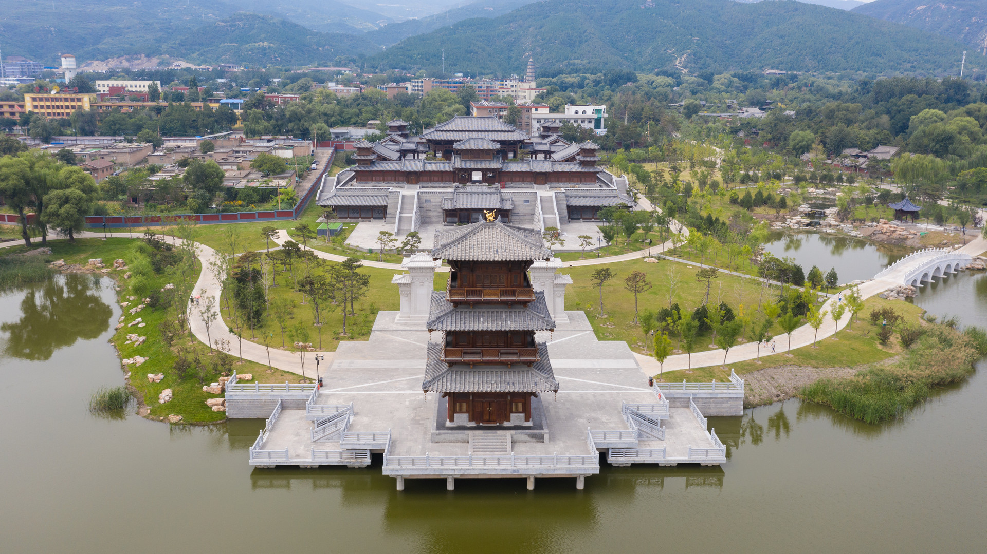 山西太原晋祠古建筑航拍封面图